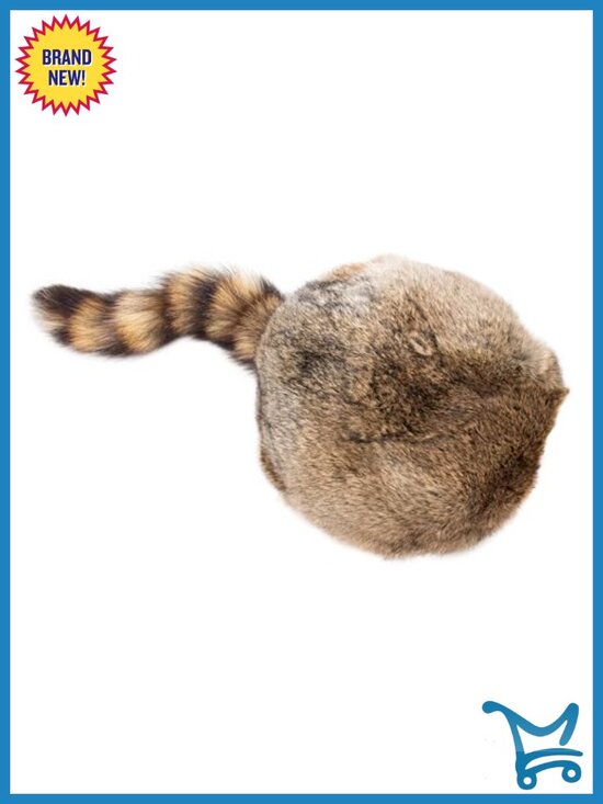 Real Rabbit Fur Coonskin Hat with Raccoon Tail Unisex Winter Beanie main image 6